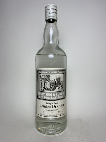 Berry Brothers & Rudd Berry's Best Unsweetened London Dry Gin - 1970s (40%, 75cl)