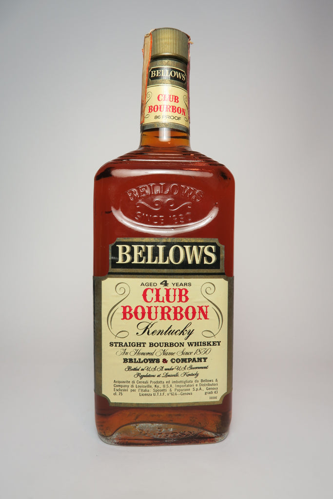 Bellow's Club 4YO Kentucky Straight Bourbon Whiskey - Distilled 1974 / Bottled 1978 (43%, 75cl)