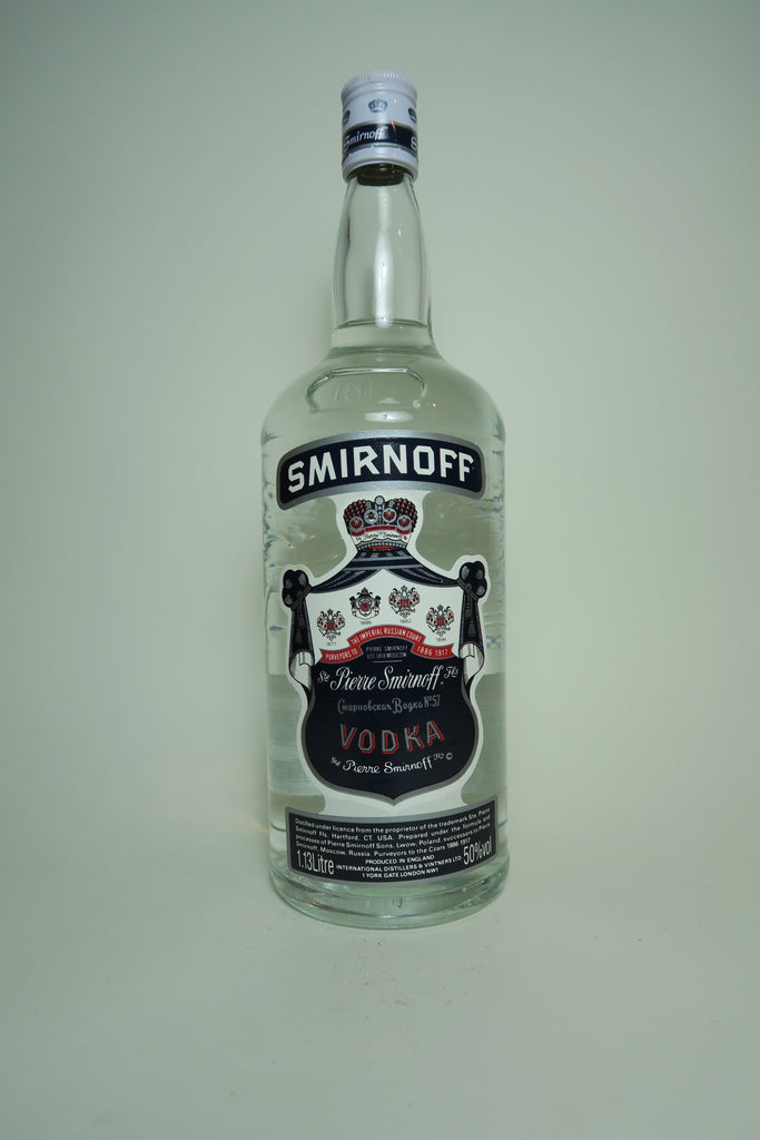 Vodka Spirits (50%, Old 113cl) Blue Smirnoff – 1980s Label Company -