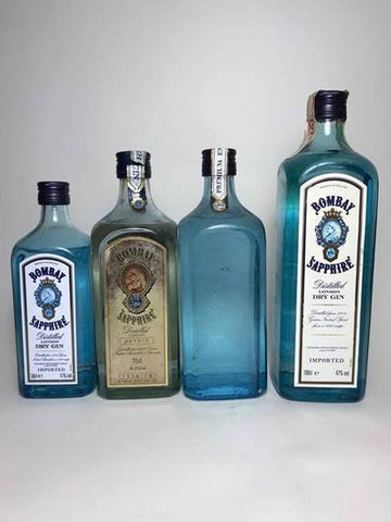 Bombay Sapphire Gin Medey - late 1980s/late 1990s (43-47%, 50-100cl)